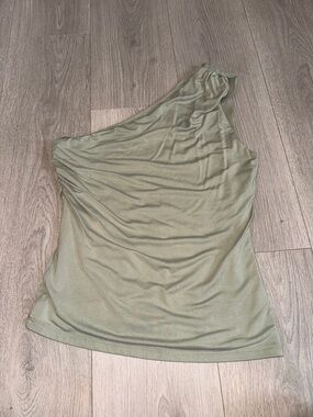 One-Shoulder Olive Green Tank Top